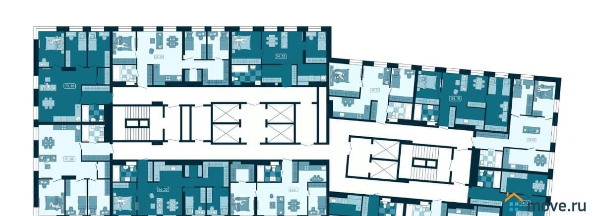3-комн. квартира, 54.18 м²