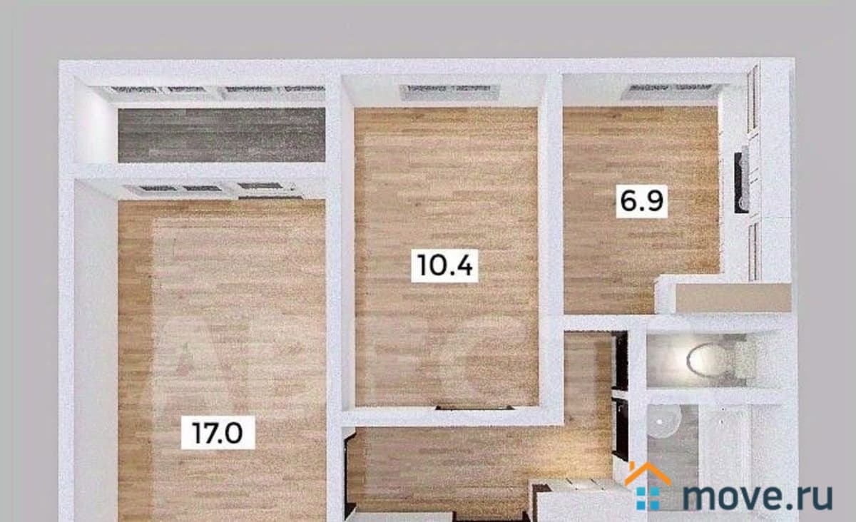 2-комн. квартира, 43.1 м²