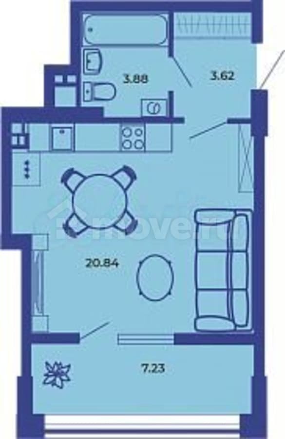 1-комн. квартира, 35.6 м²