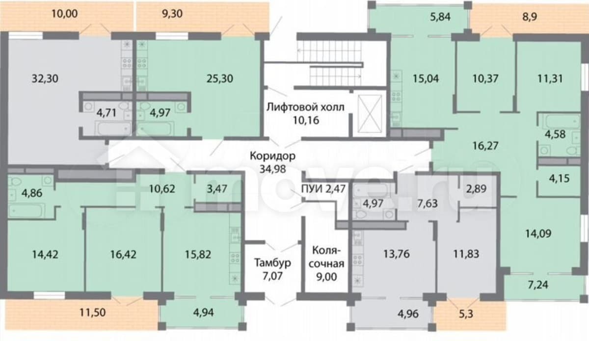 1-комн. квартира, 45.2 м²