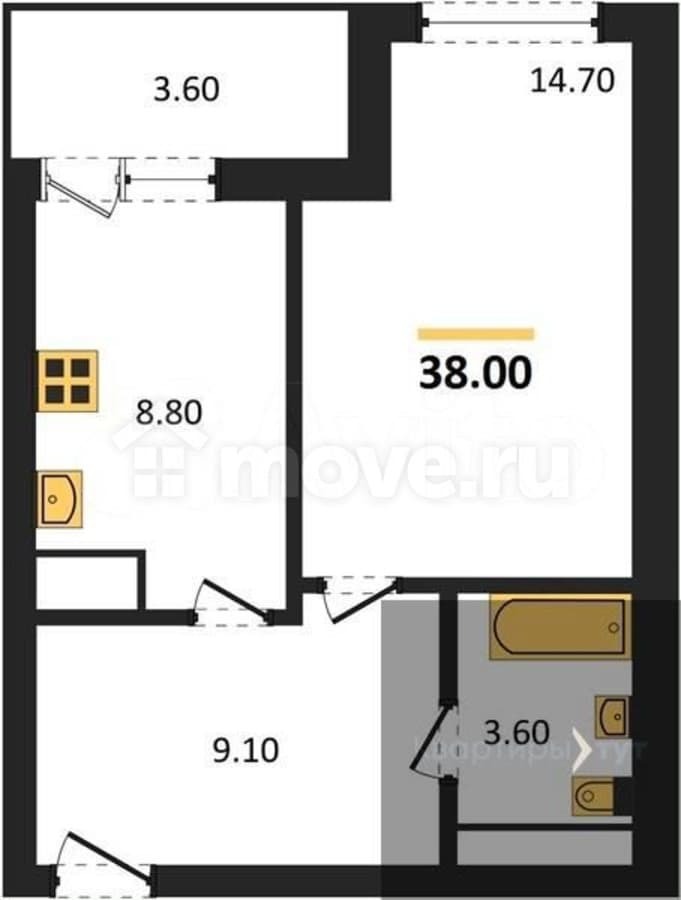 1-комн. квартира, 38 м²