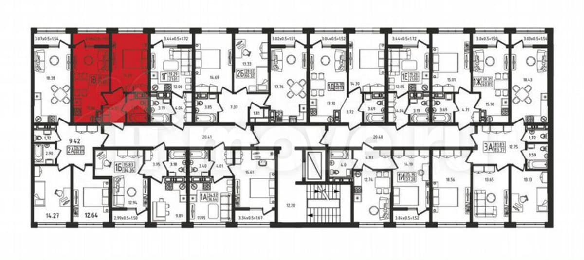 1-комн. квартира, 39.7 м²