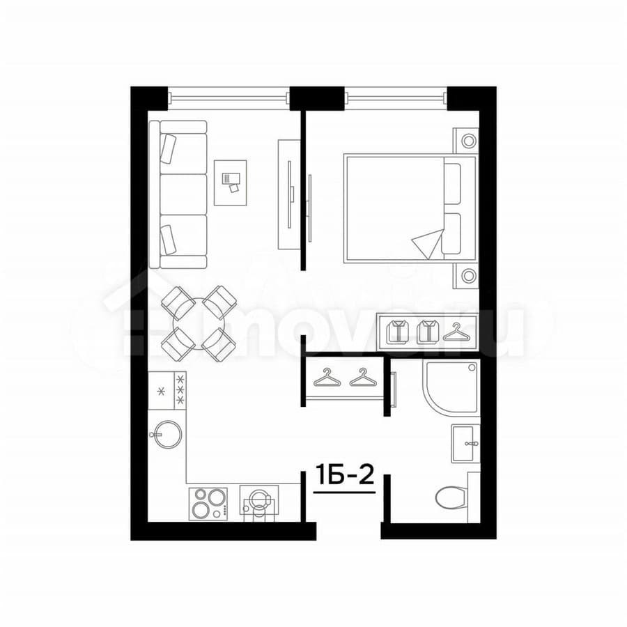 1-комн. квартира, 32.1 м²