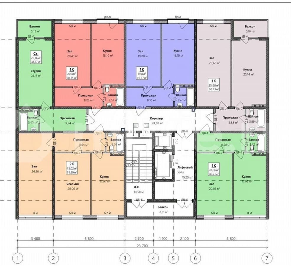 студия, 36.8 м²