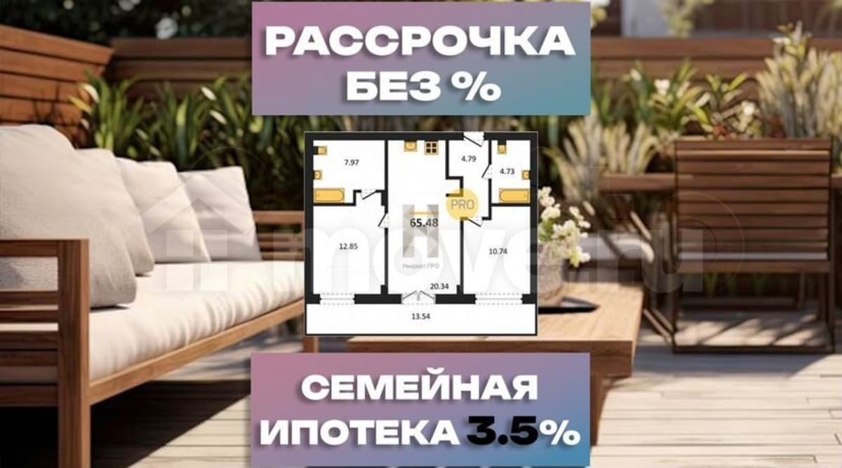2-комн. квартира, 65.5 м²