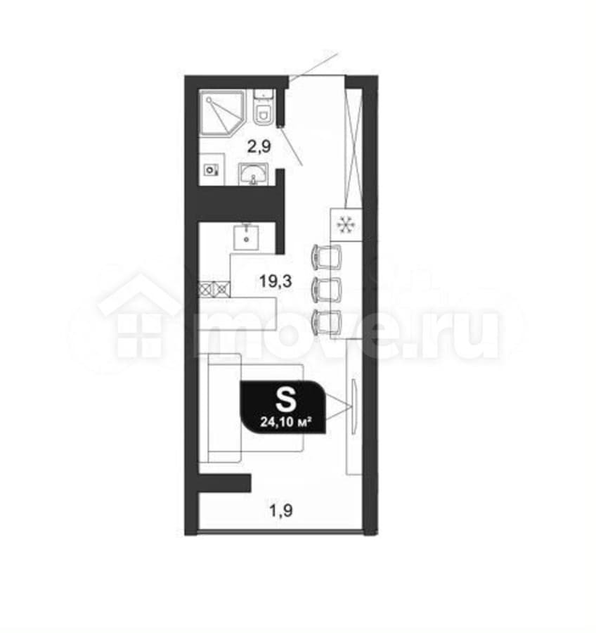 студия, 24.1 м²
