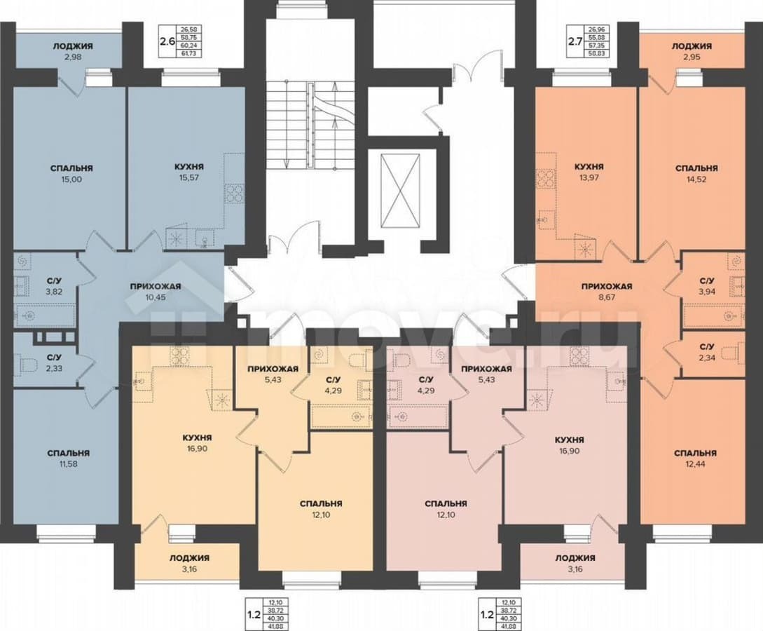 2-комн. квартира, 60.2 м²