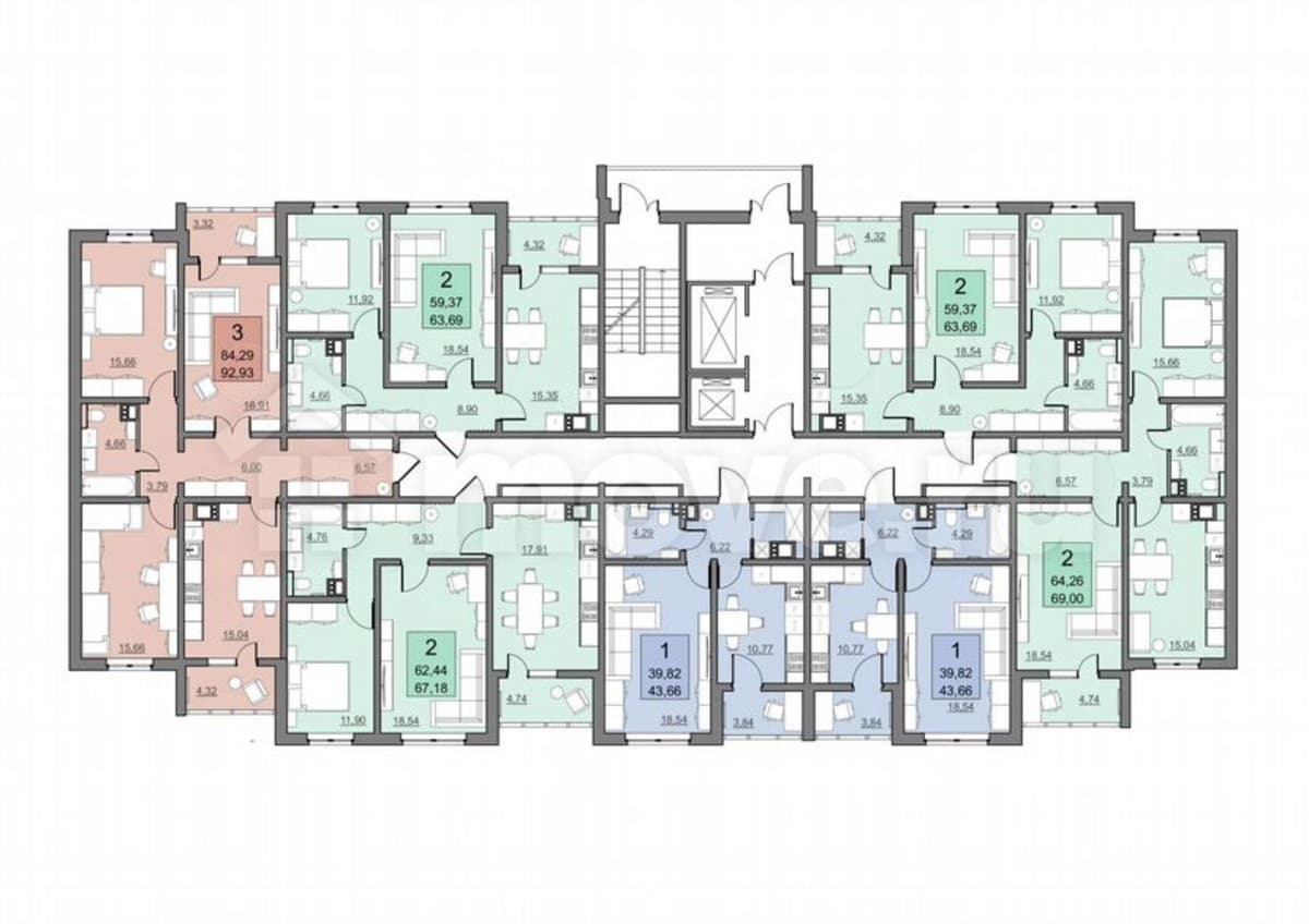 1-комн. квартира, 39.8 м²