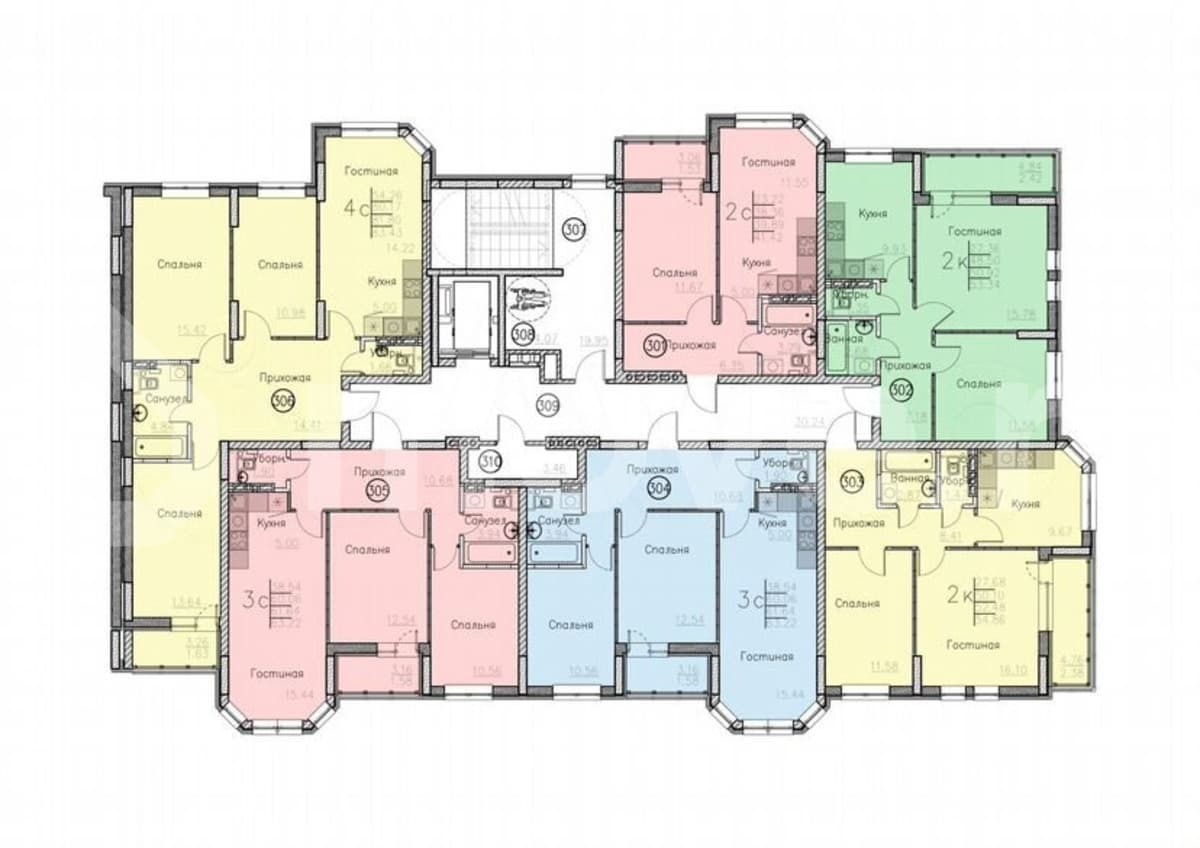 студия, 41.4 м²