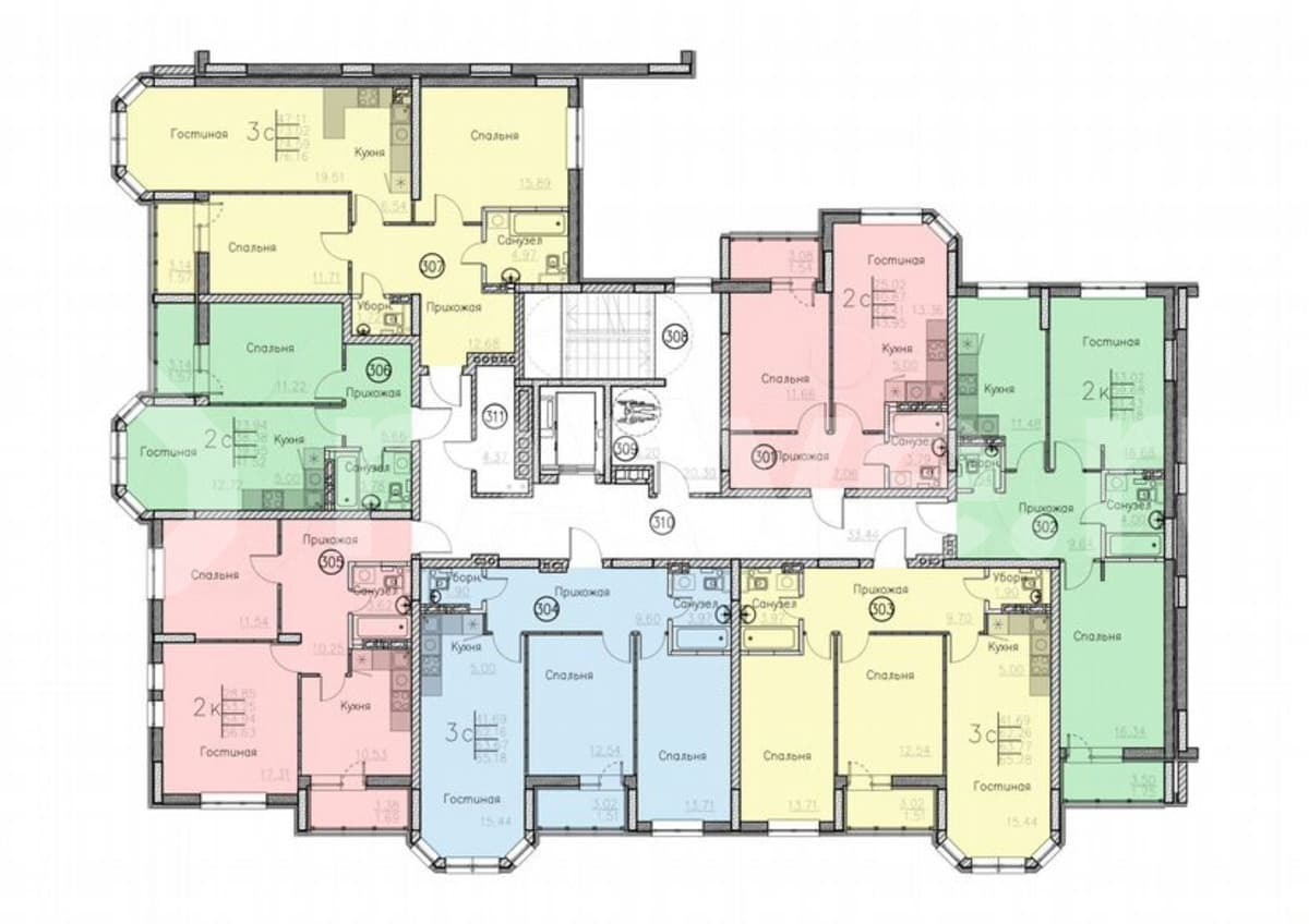 студия, 44 м²