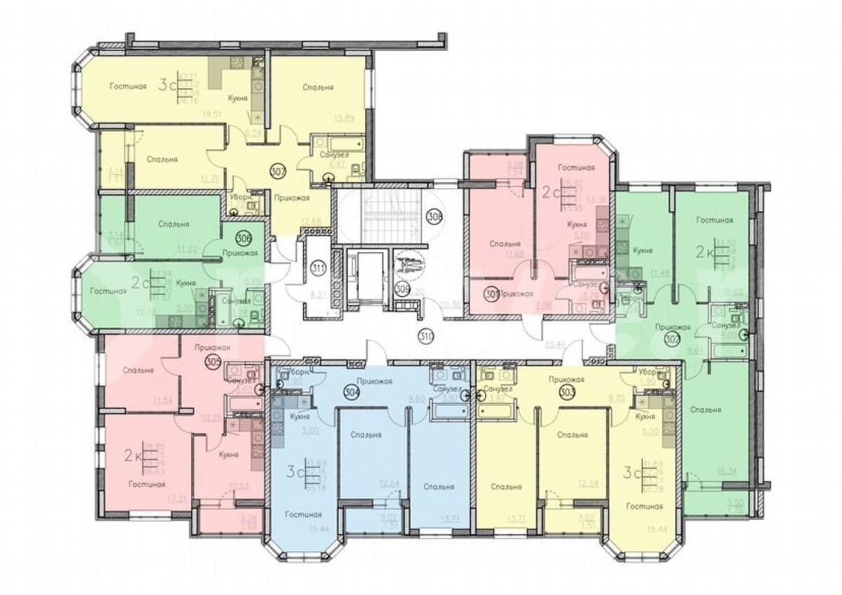 студия, 56.6 м²