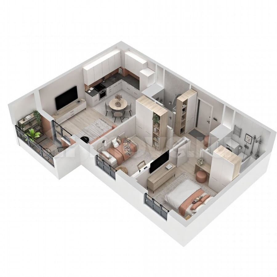 2-комн. квартира, 58.2 м²