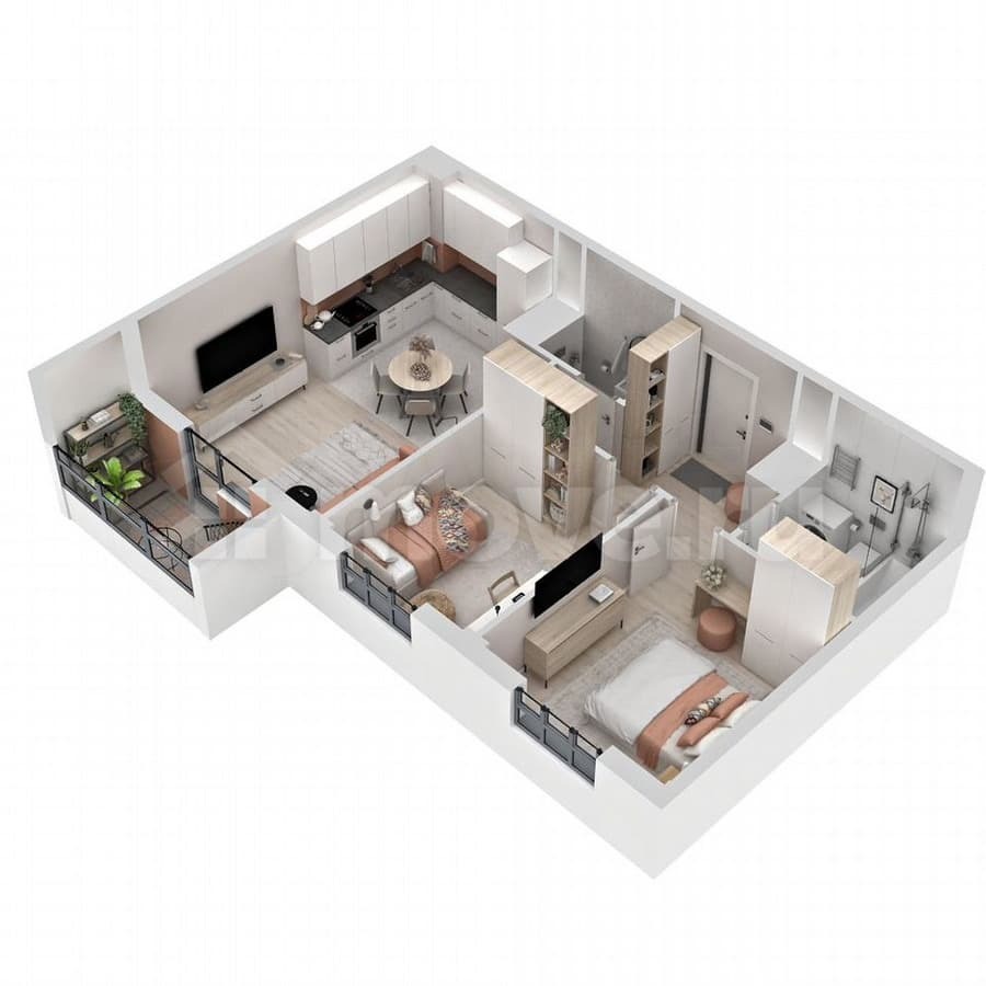 2-комн. квартира, 58.2 м²